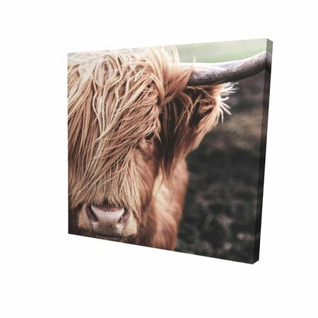 FONDO 12 x 12 in. Desaturated Highland Cow-Print on Canvas FO2793339